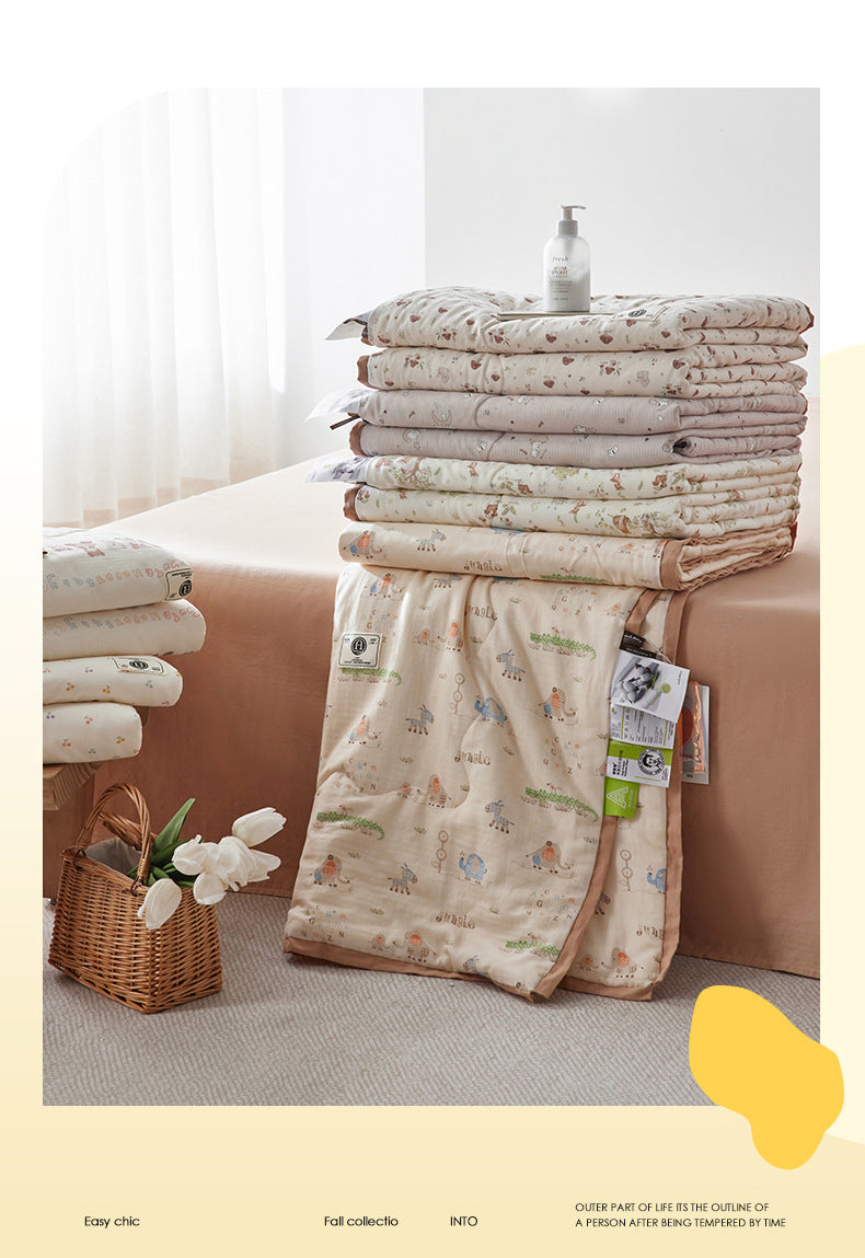 Cotton Double-Layer Yarn Summer Blanket Children's Summer Air-Conditioning Thin Duvet